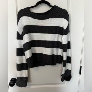 Gray and cream striped cropped sweater